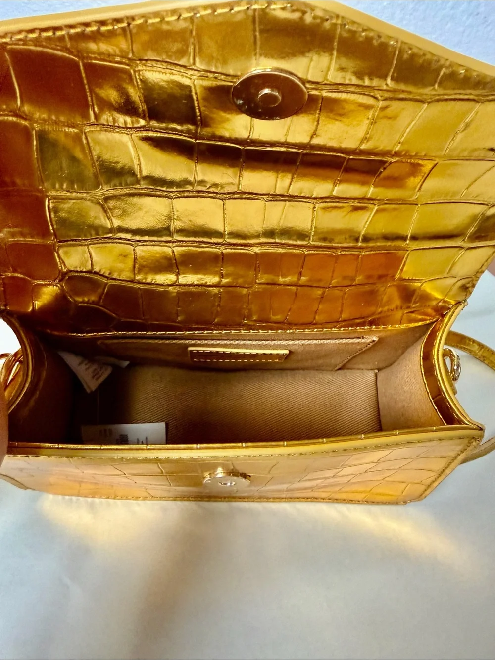 J.Crew Gracie top-handle bag in croc-embossed metallic leather NWT - Picture 4 of 8